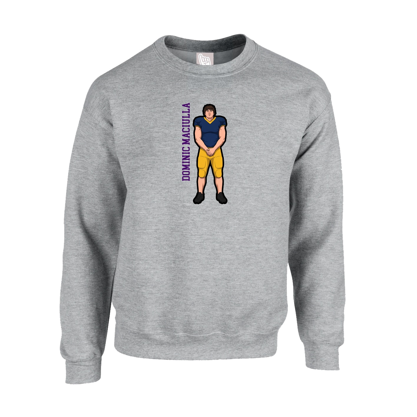Fleece Crew — Name Vertical in Grey