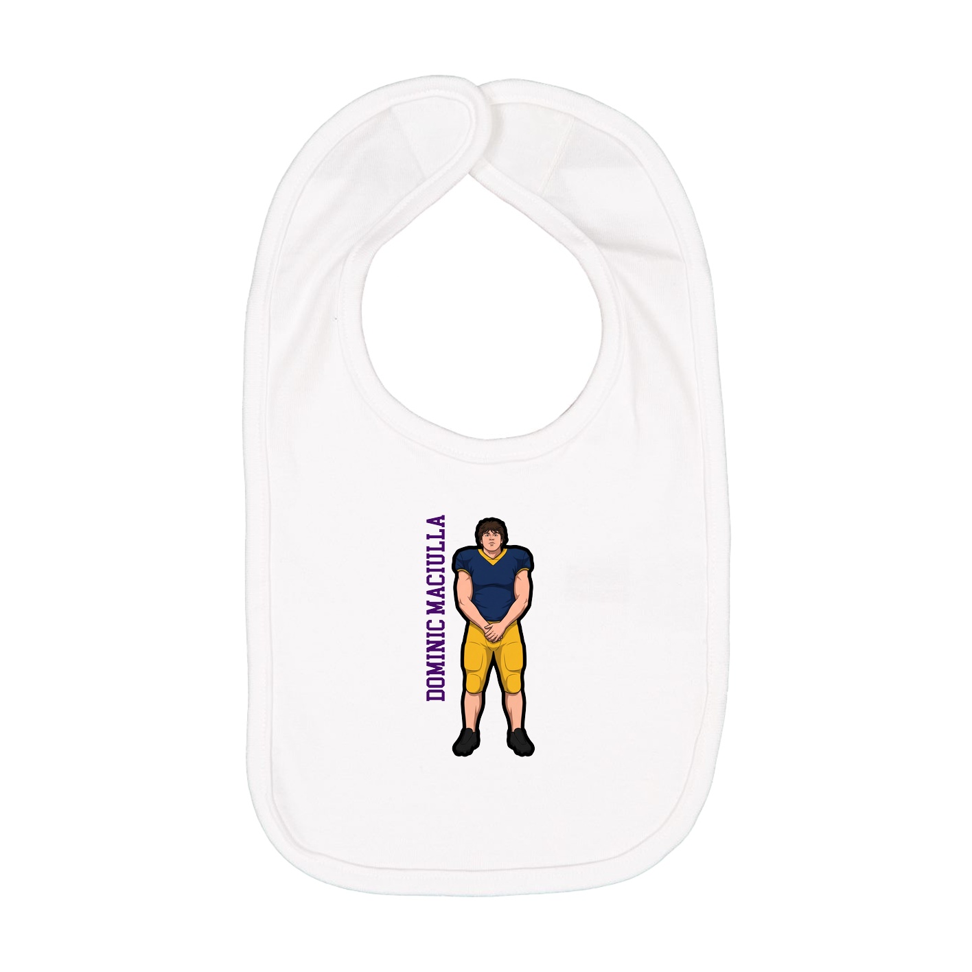 Infant Bib — Name Vertical in White