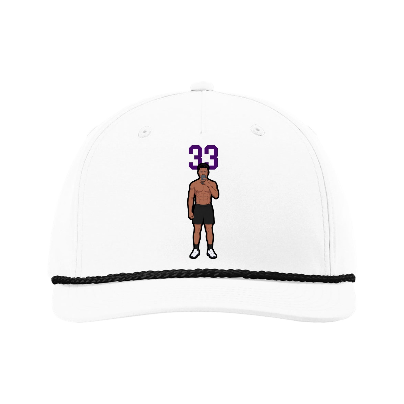Five-Panel Classic Rope Cap — Number Top in White