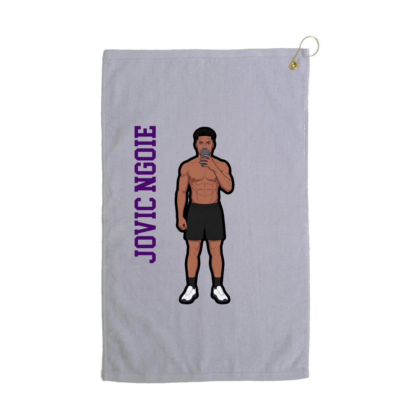 Golf Towel — Name Vertical in Grey