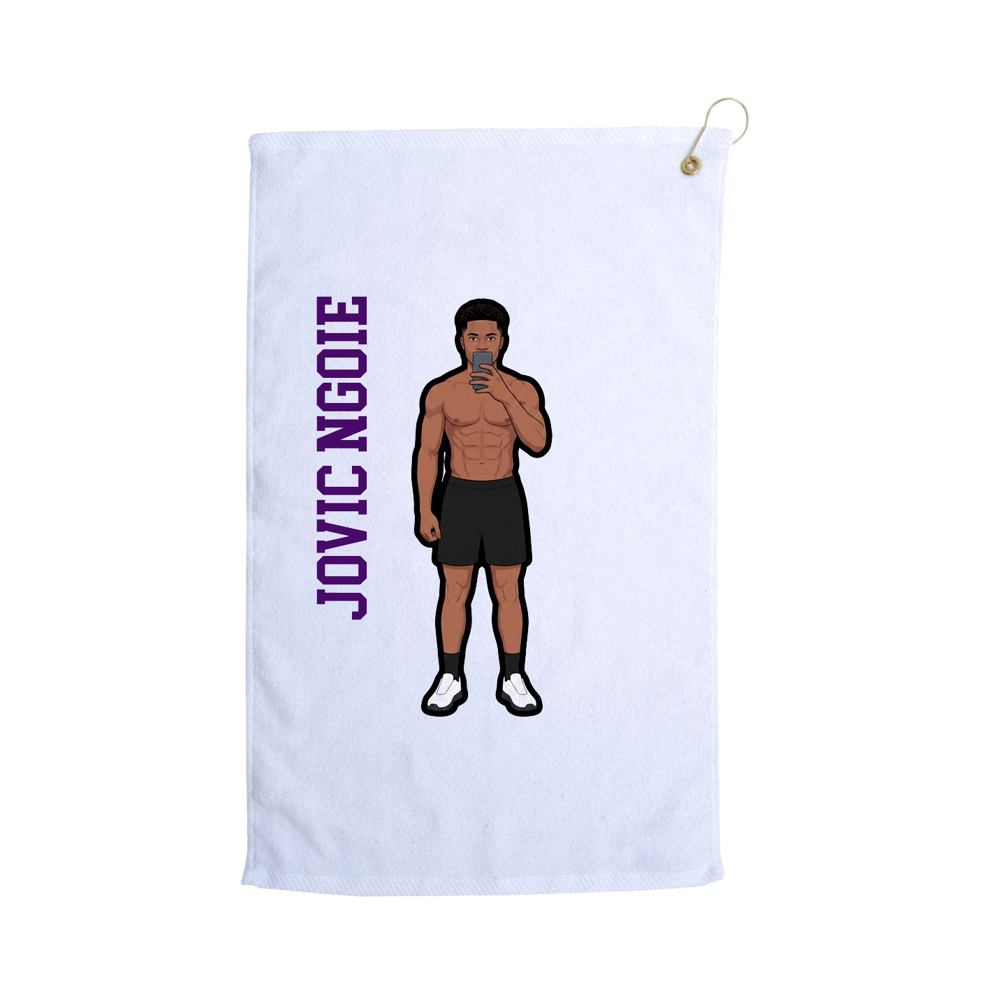 Golf Towel — Name Vertical in White