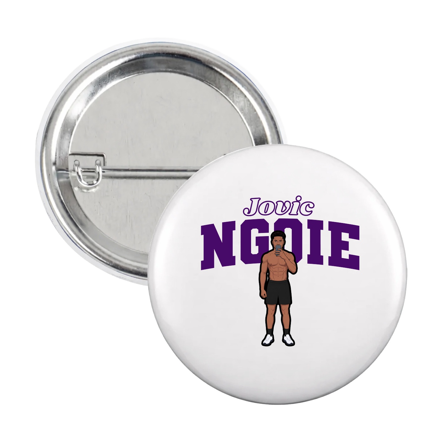 Game Day Button — Name Arch in White