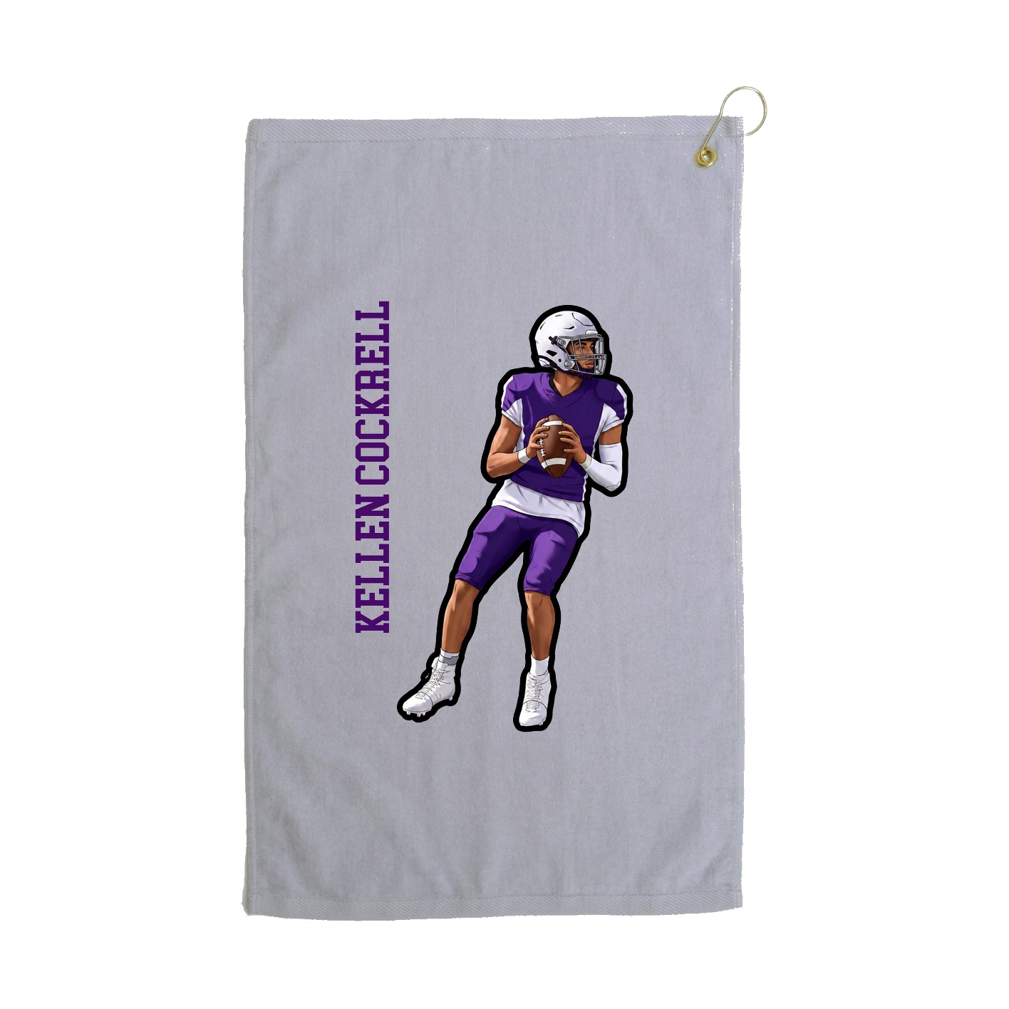 Golf Towel — Name Vertical in Grey