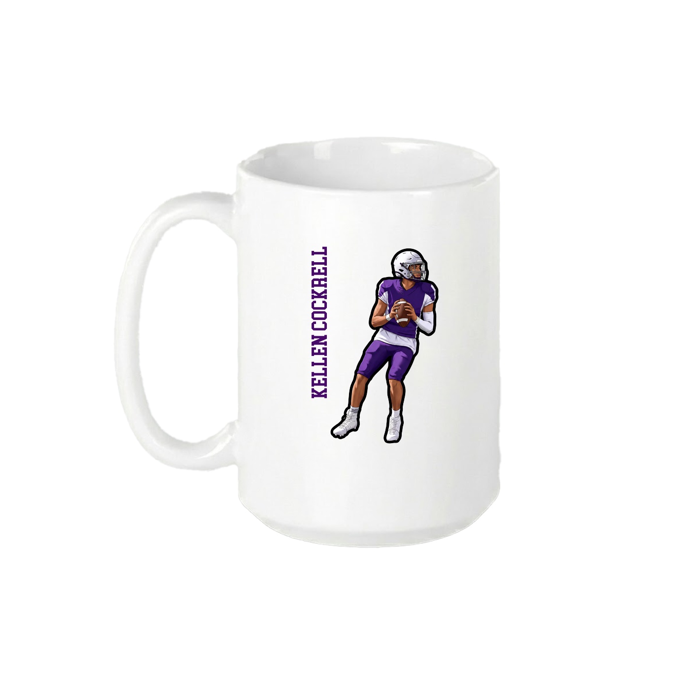 15oz Coffee Mug — Name Vertical in White