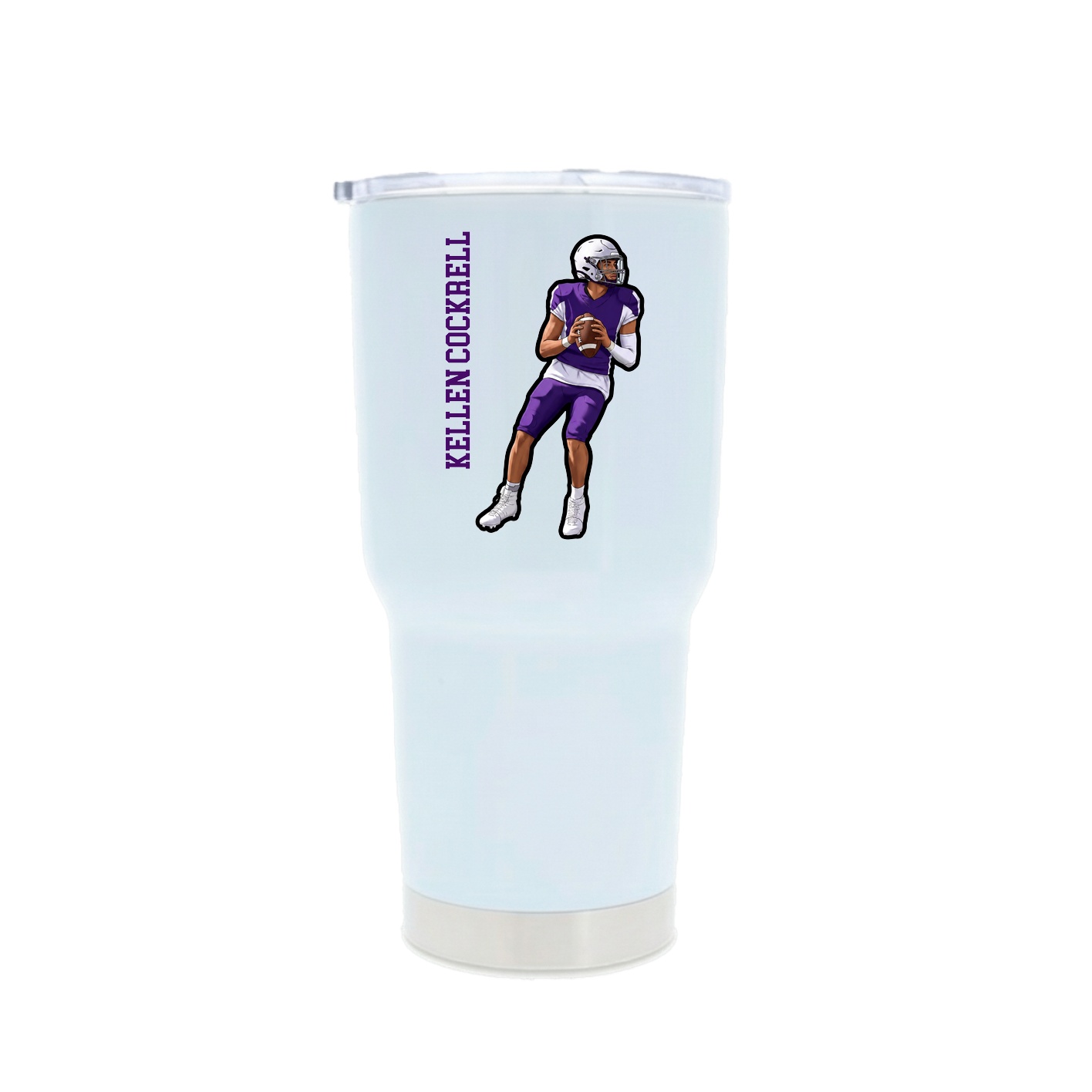 30oz Stainless Steel Tumbler — Name Vertical in White