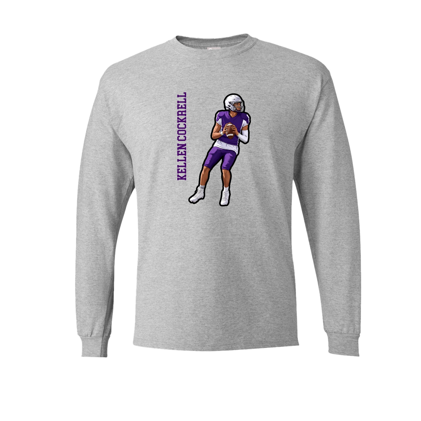Long Sleeve Tee — Name Vertical in Grey