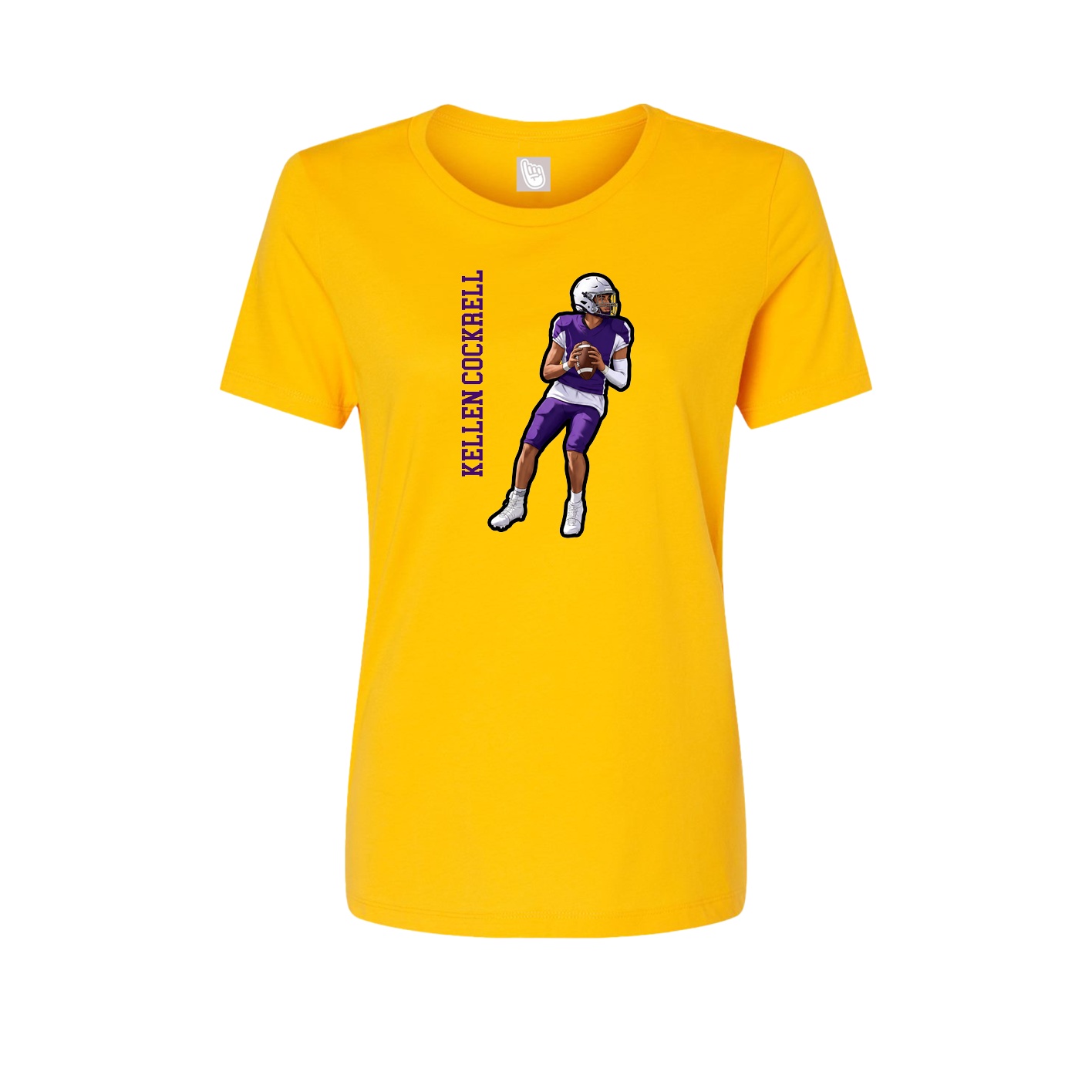Fitted Women's Tee — Name Vertical in Gold