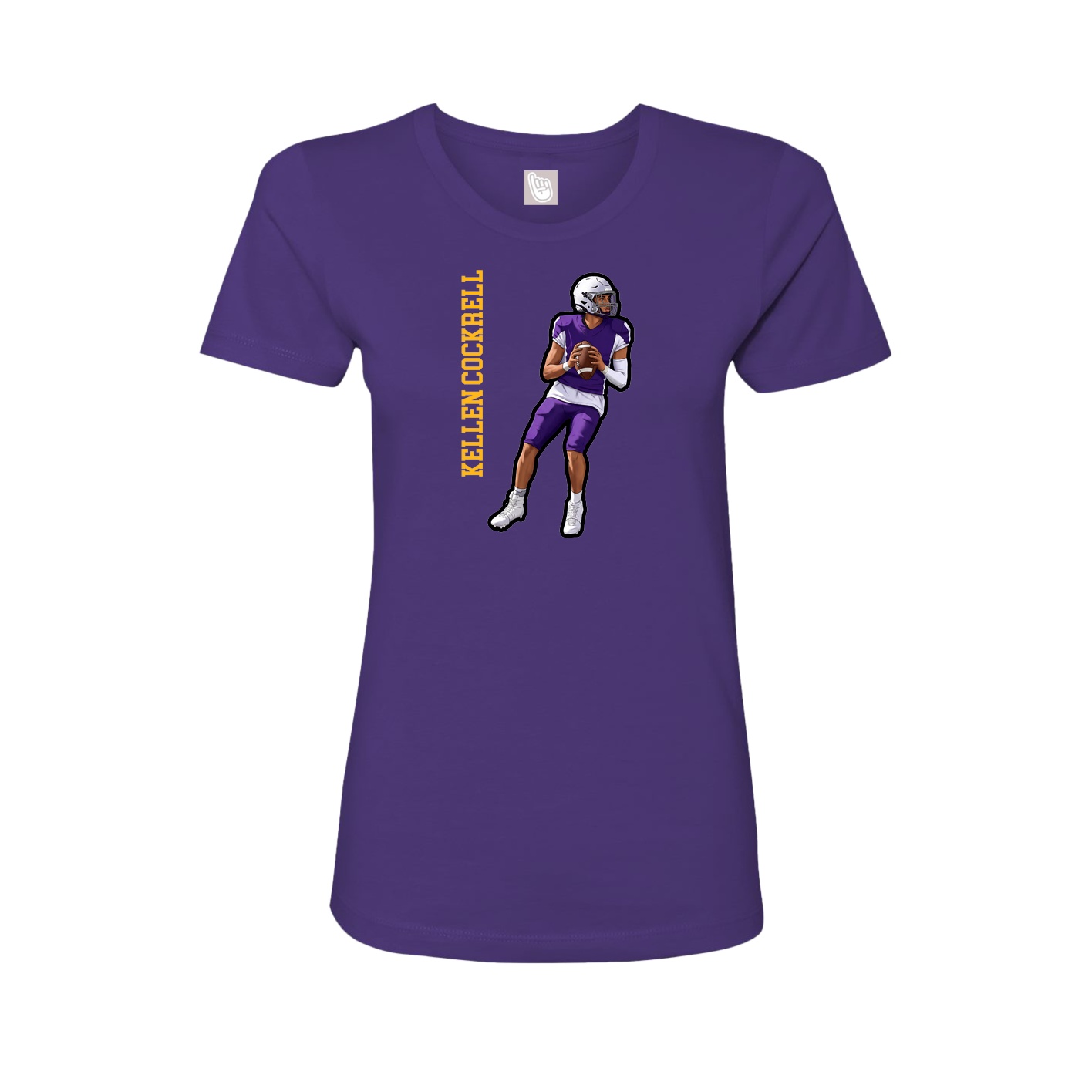 Fitted Women's Tee — Name Vertical in Purple