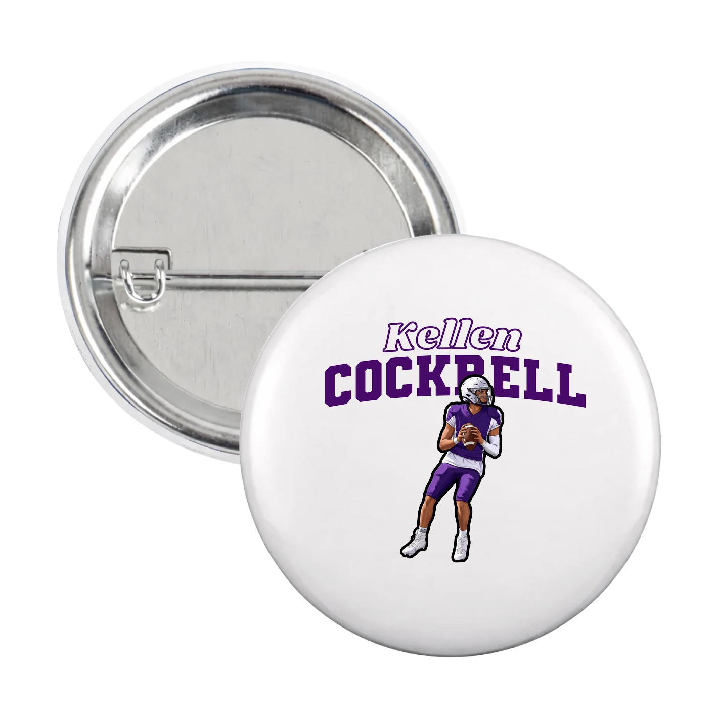 Game Day Button — Name Arch in White