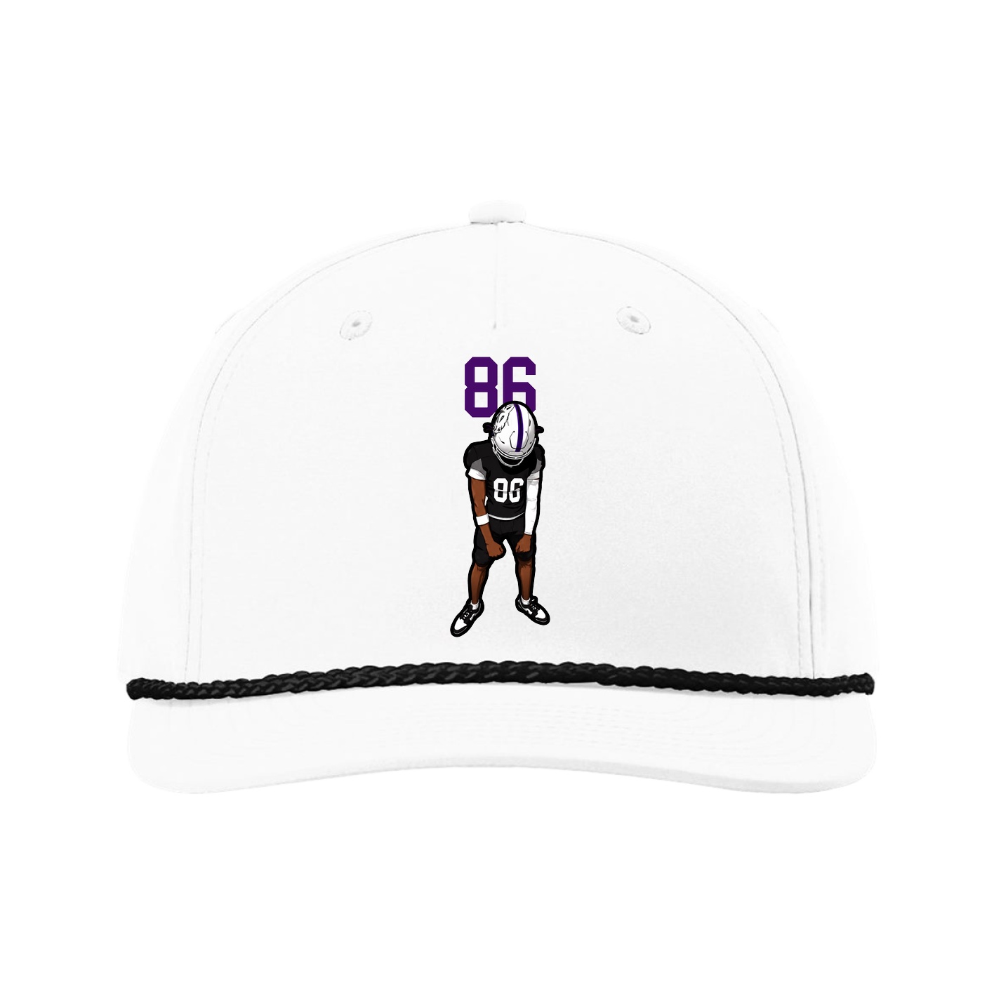 Five-Panel Classic Rope Cap — Number Top in White