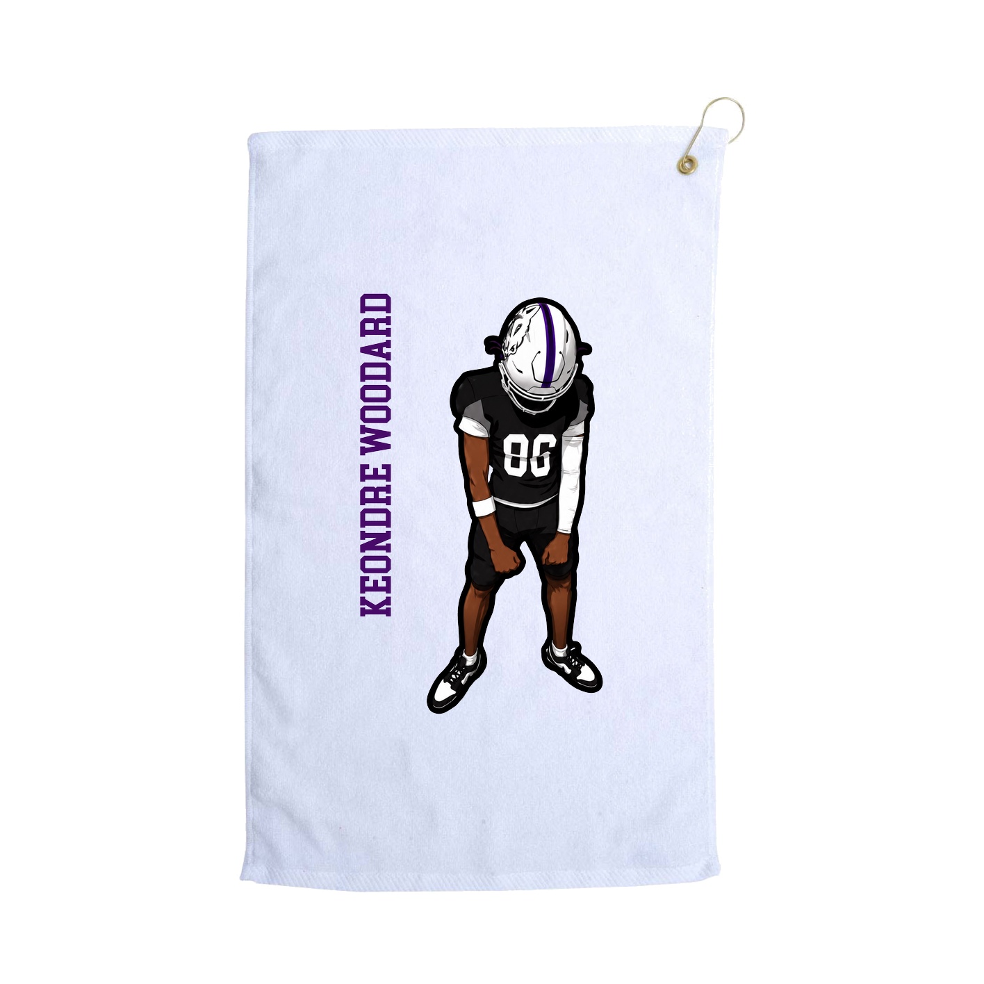 Golf Towel — Name Vertical in White
