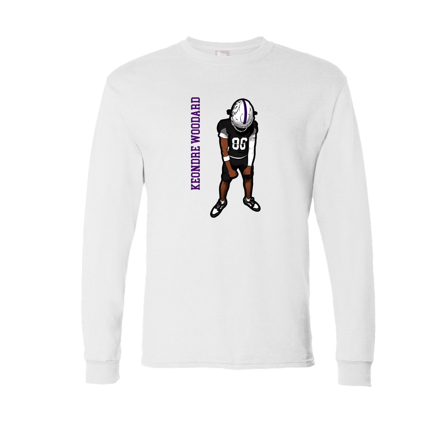 Long Sleeve Tee — Name Vertical in White