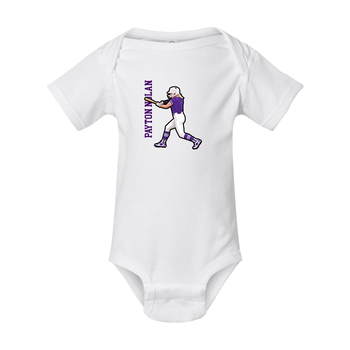 Baby Onesie — Name Vertical in White