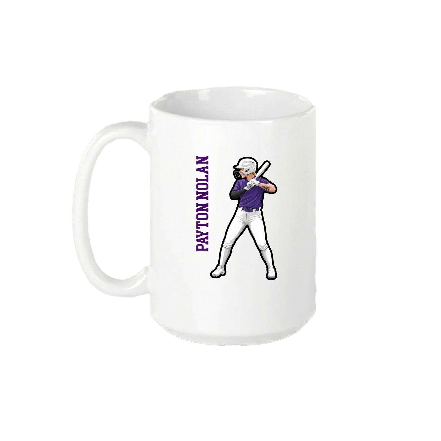 15oz Coffee Mug — Name Vertical in White