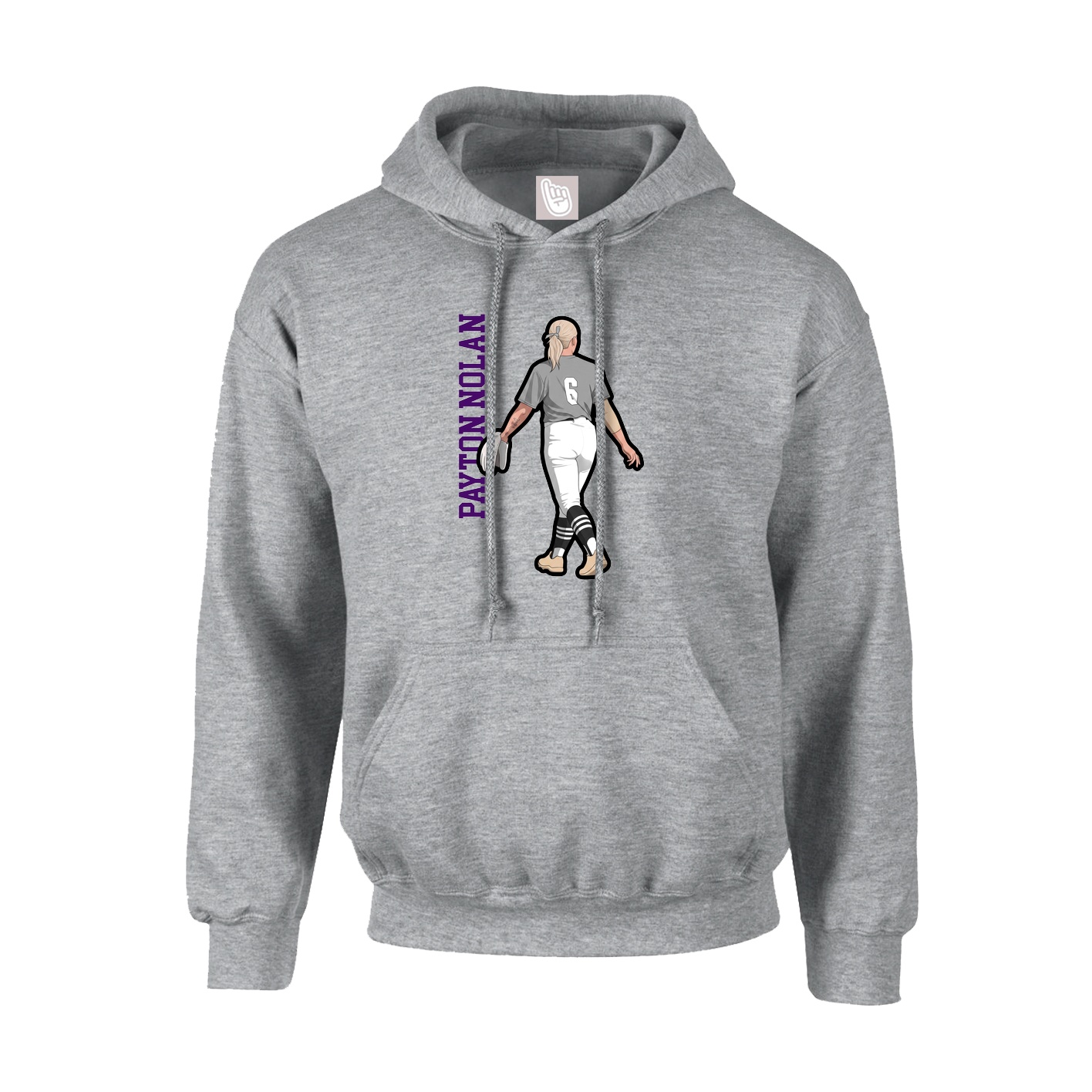 Hoodie — Name Vertical in Grey