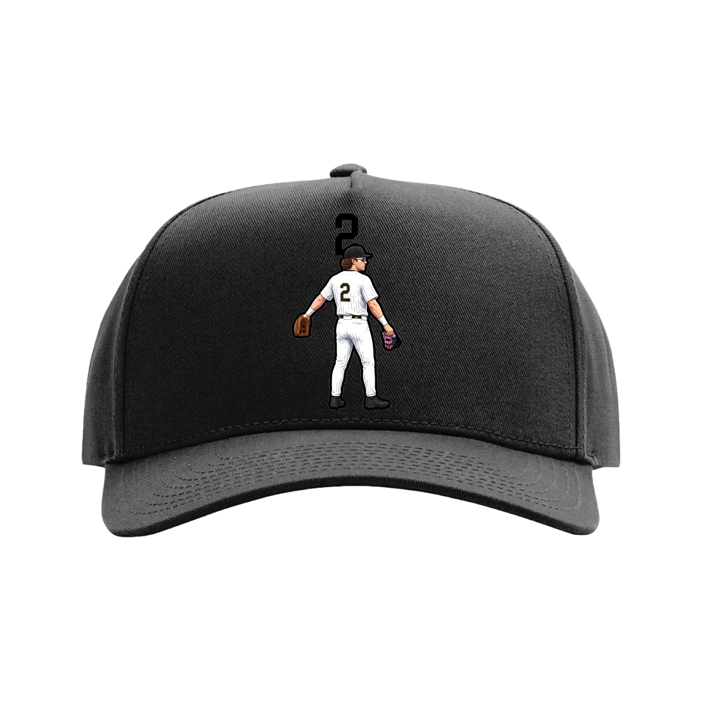 Full Fabric Five-Panel Champ Cap — Number Top in Black