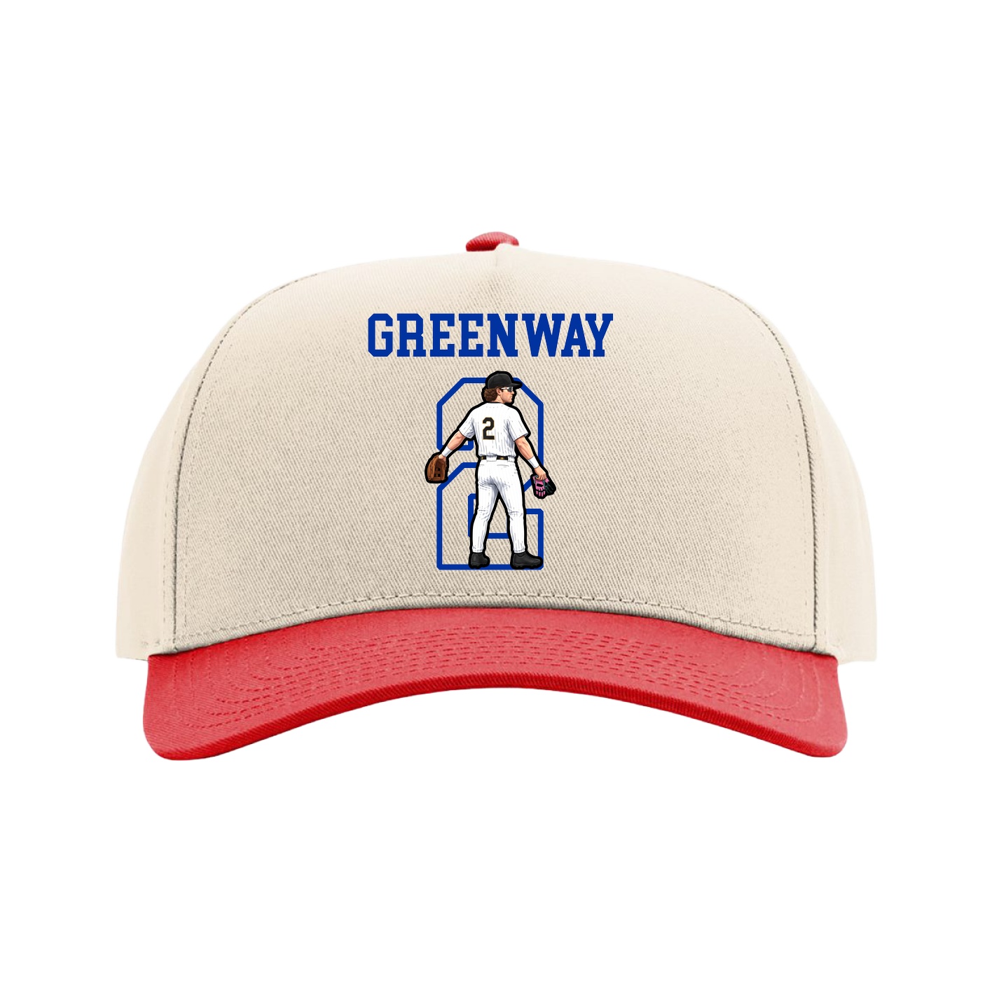 Full Fabric Five-Panel Champ Cap — Shirsey in Cream/Red