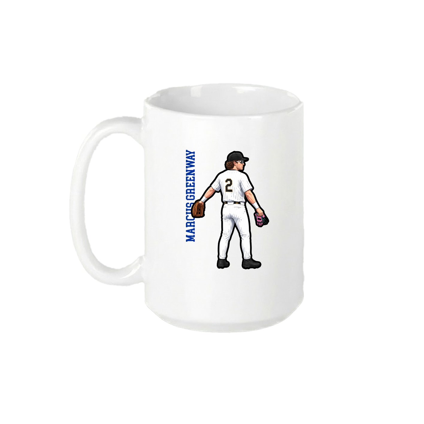 15oz Coffee Mug — Name Vertical in White