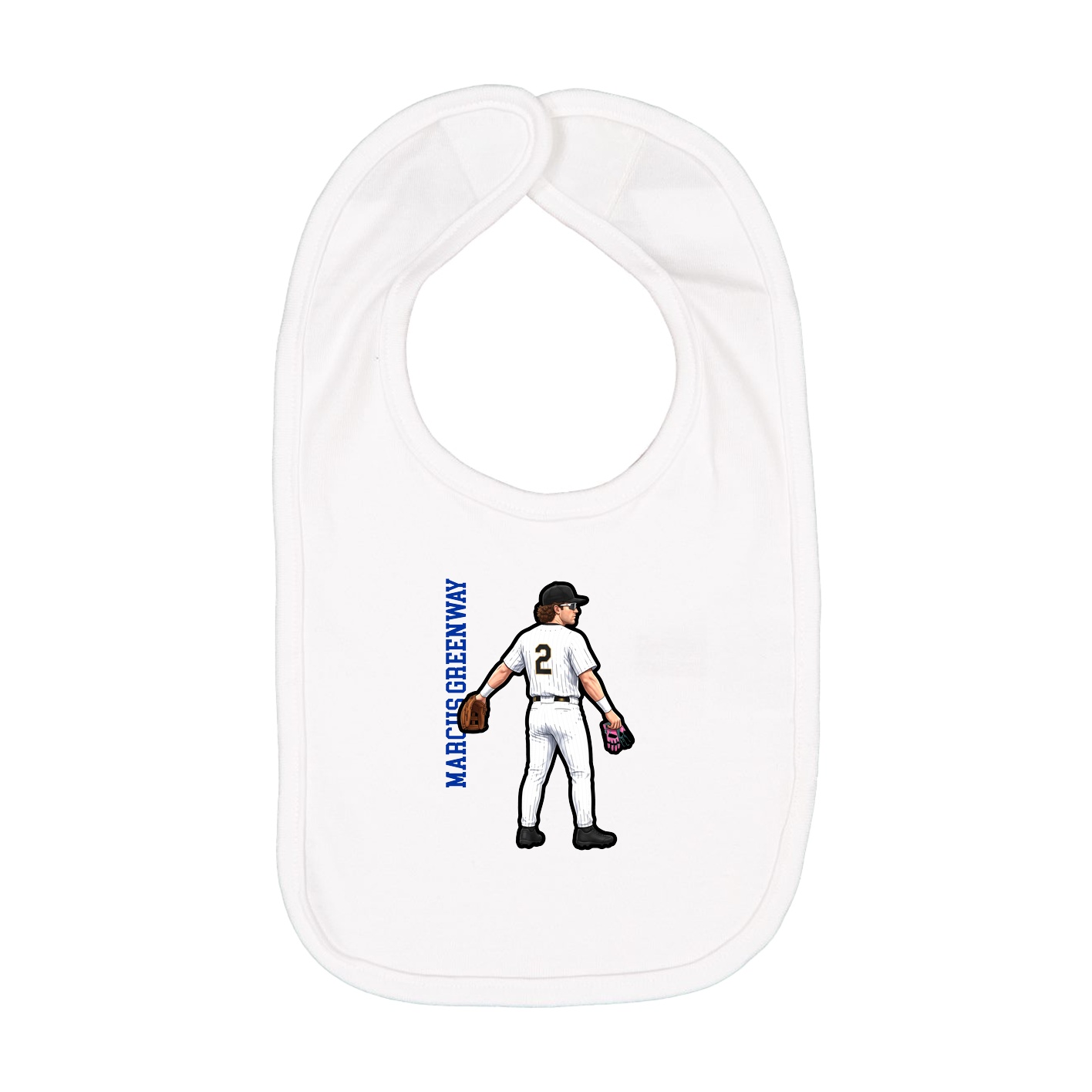 Infant Bib — Name Vertical in White