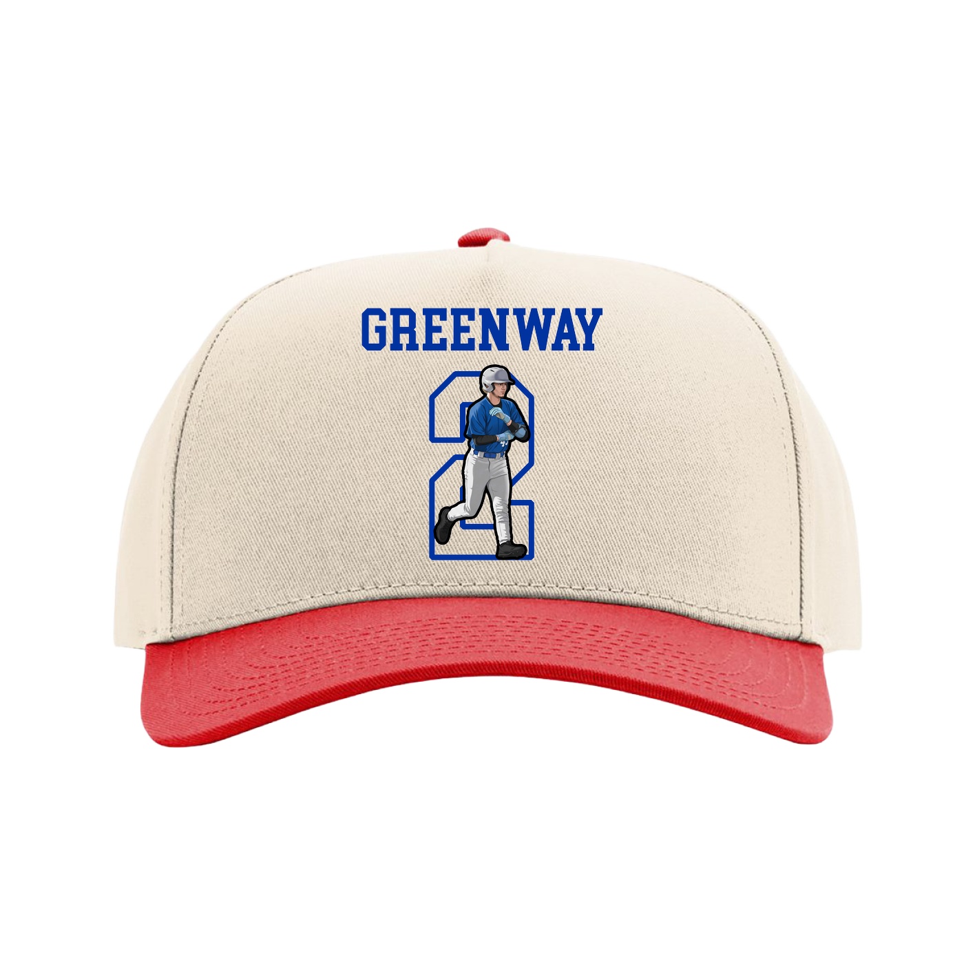 Full Fabric Five-Panel Champ Cap — Shirsey in Cream/Red