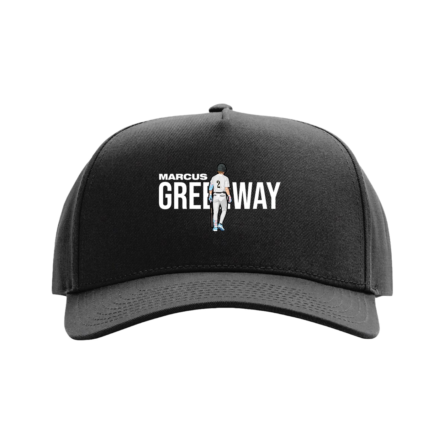 Full Fabric Five-Panel Champ Cap — Player Name in Black