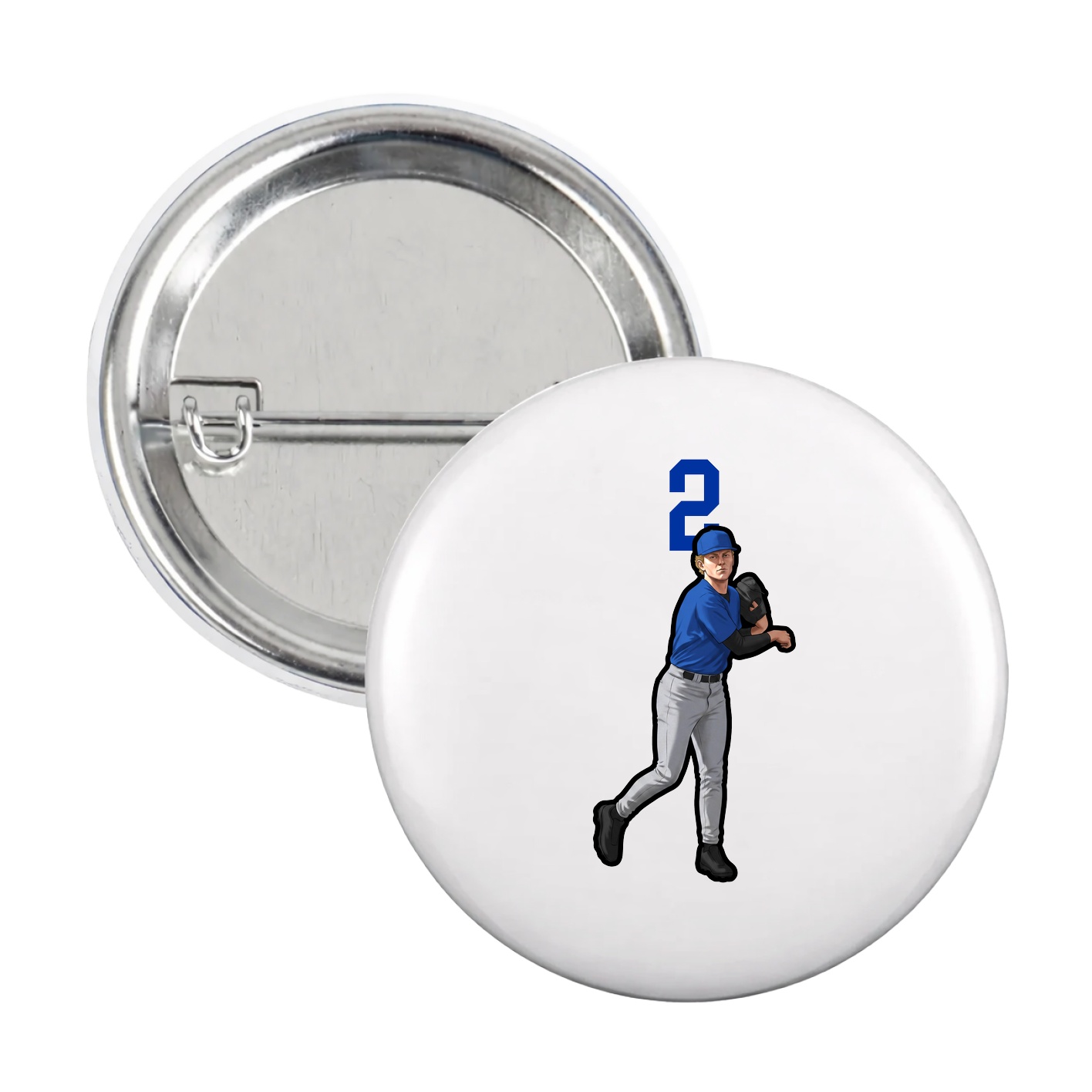 Game Day Button — Number Top in White