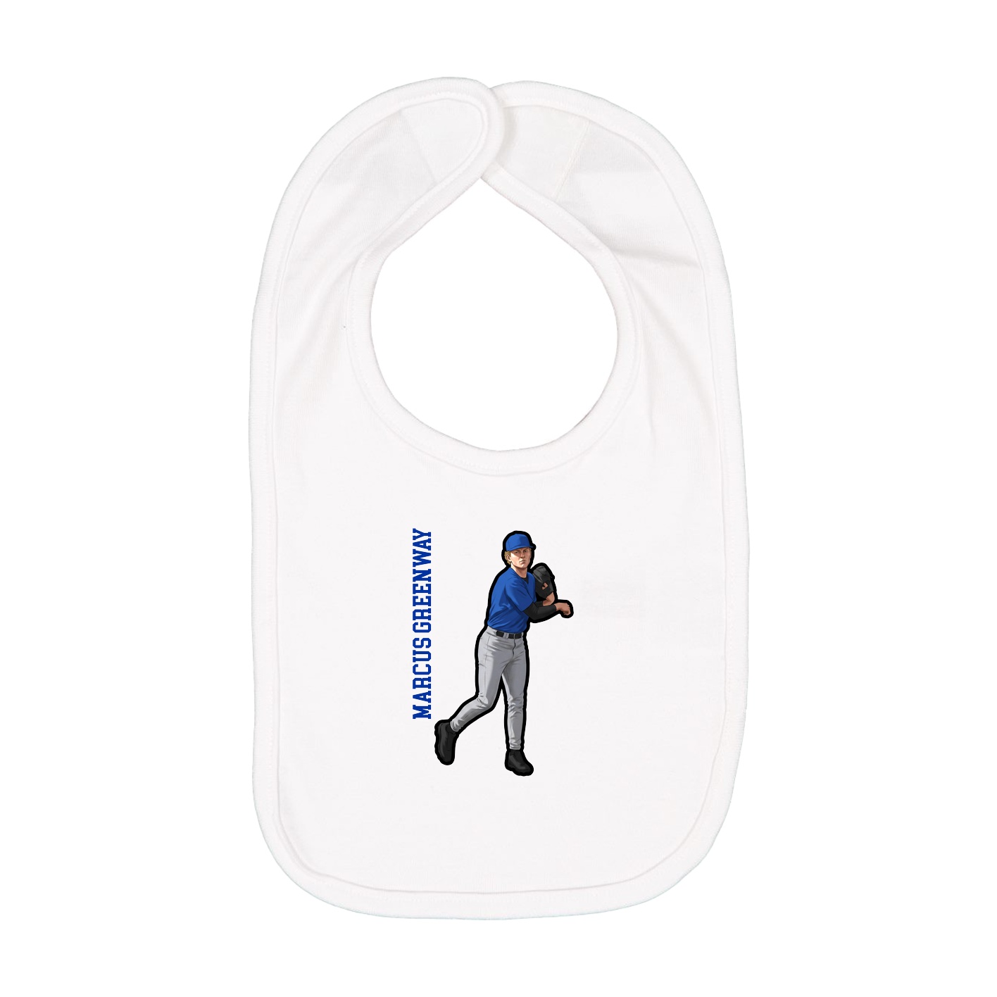 Infant Bib — Name Vertical in White