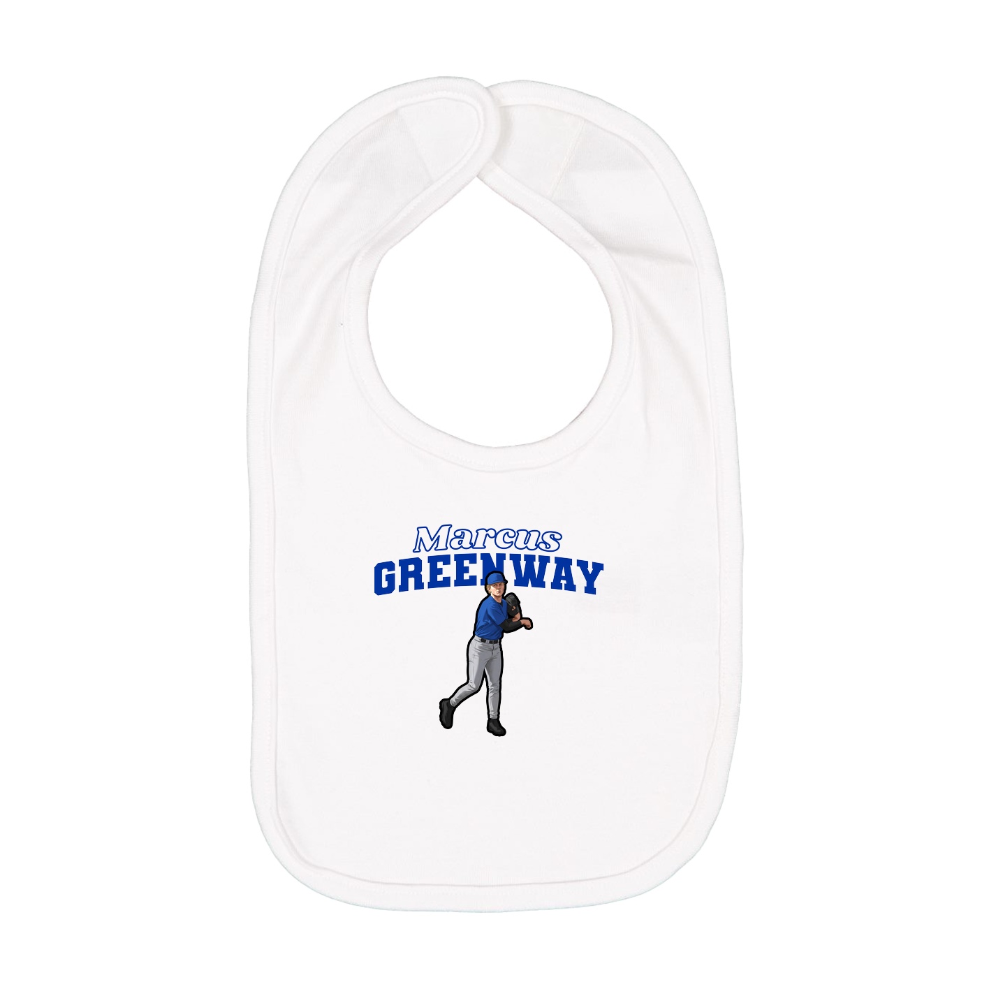 Infant Bib — Name Arch in White