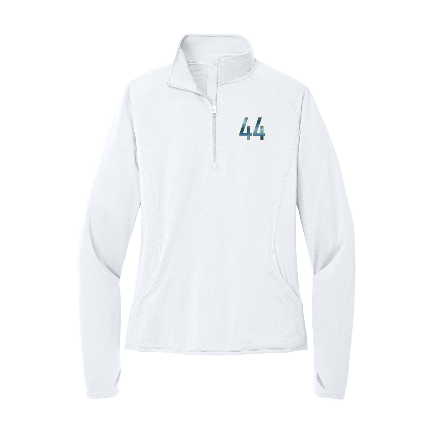 Women's Q-Zip Pullover — Front Shirsy in White
