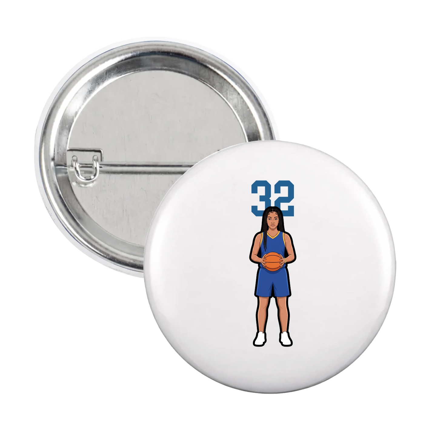 Game Day Button — Number Top in White
