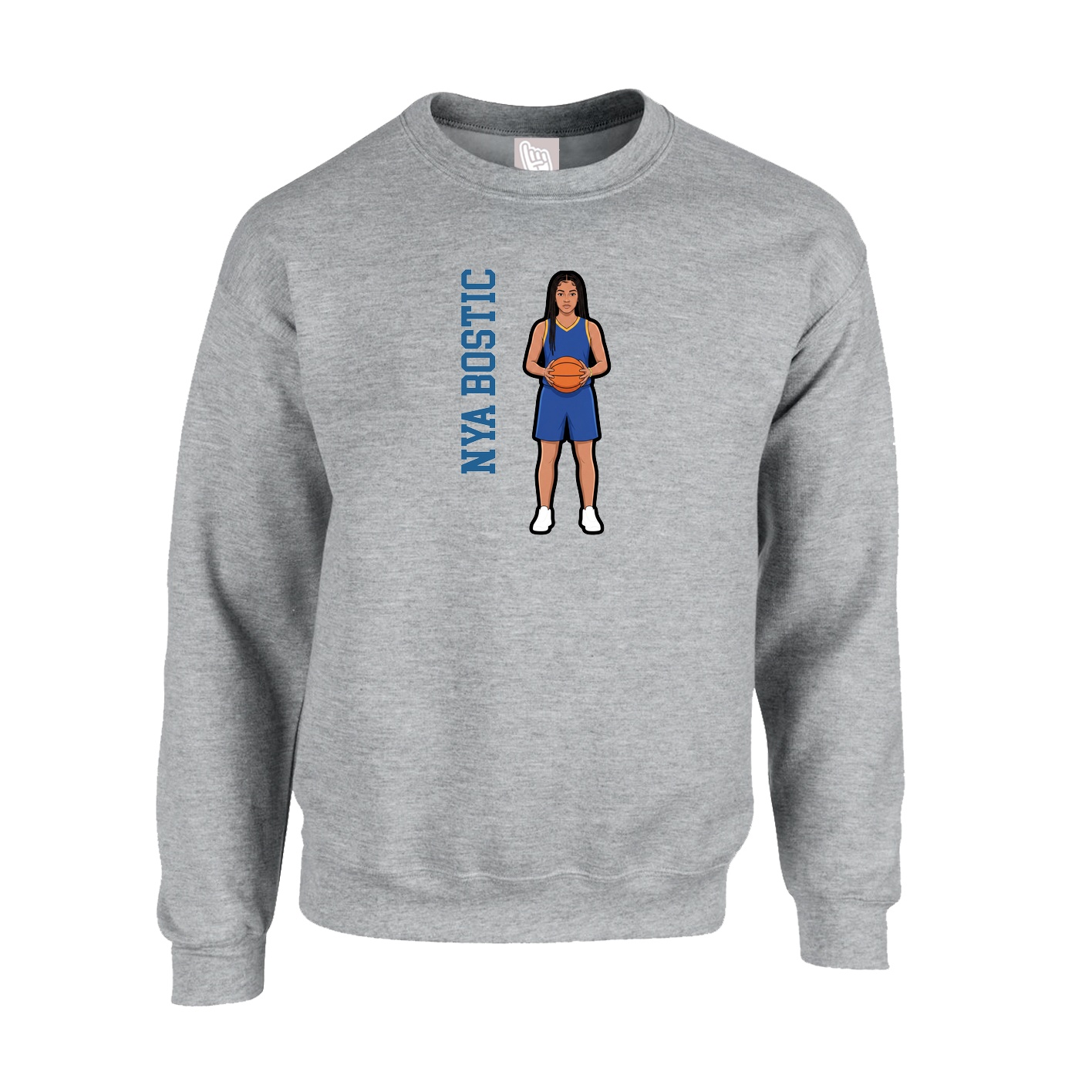 Fleece Crew — Name Vertical in Grey