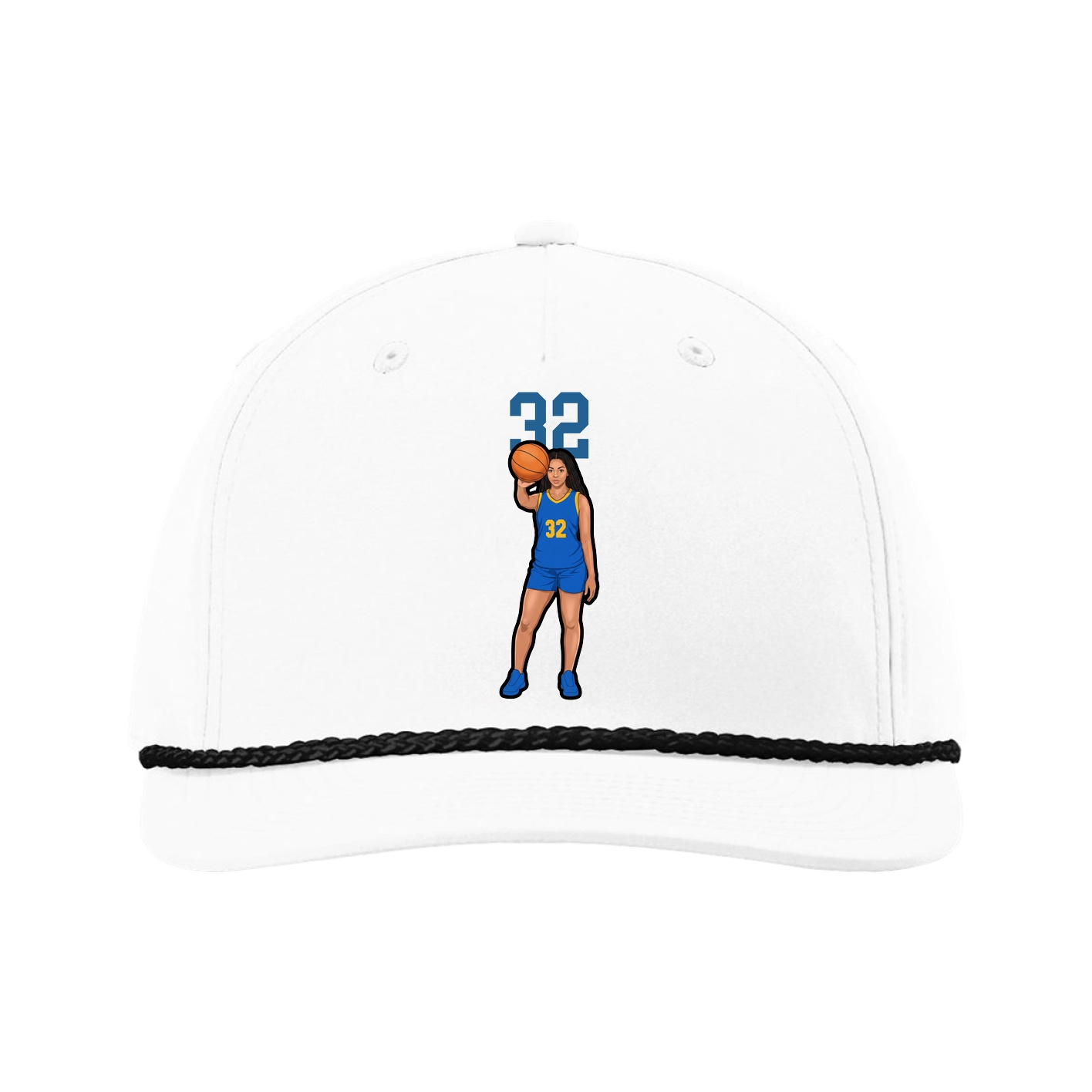 Five-Panel Classic Rope Cap — Number Top in White