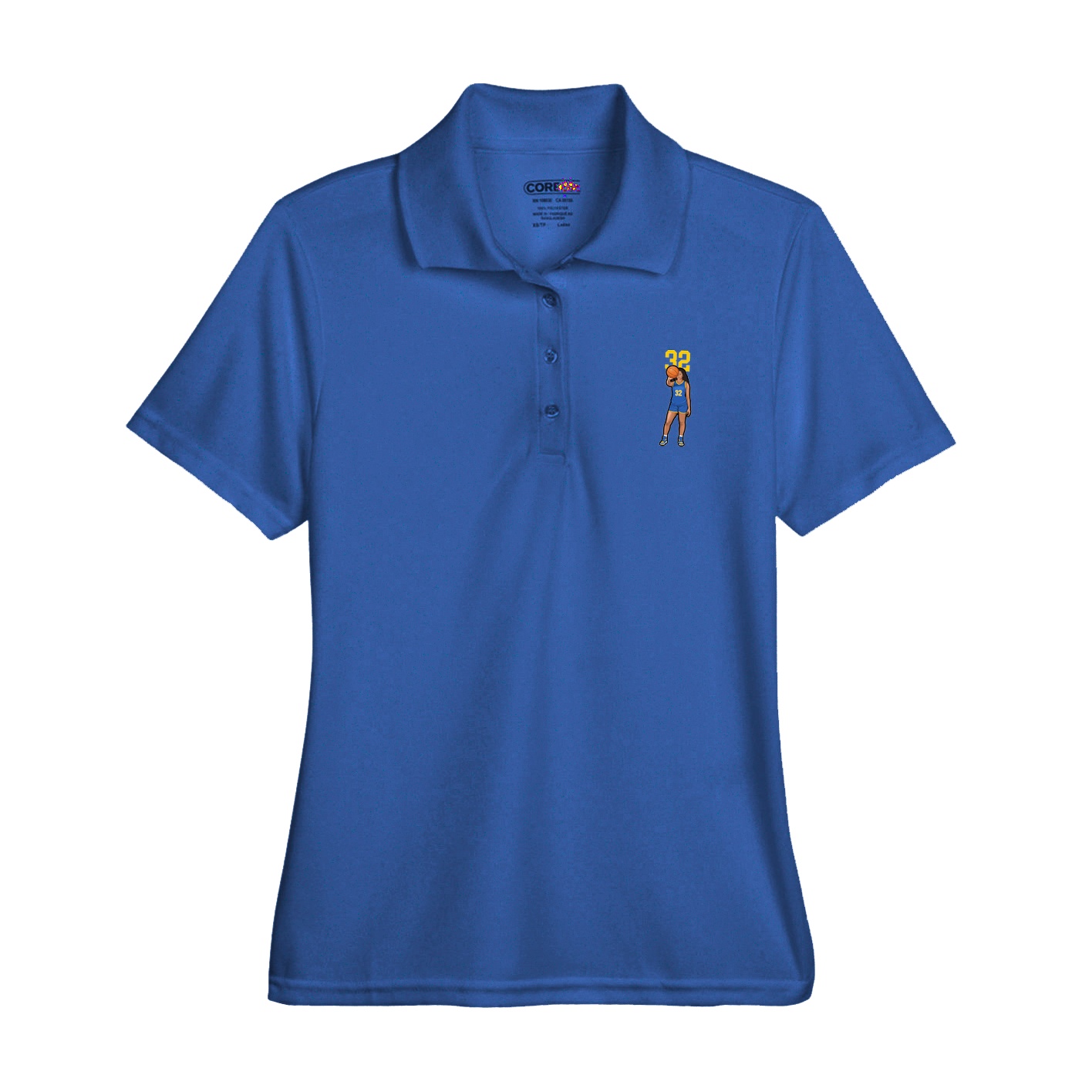 Womens Performance Polo — Number Top in Royal