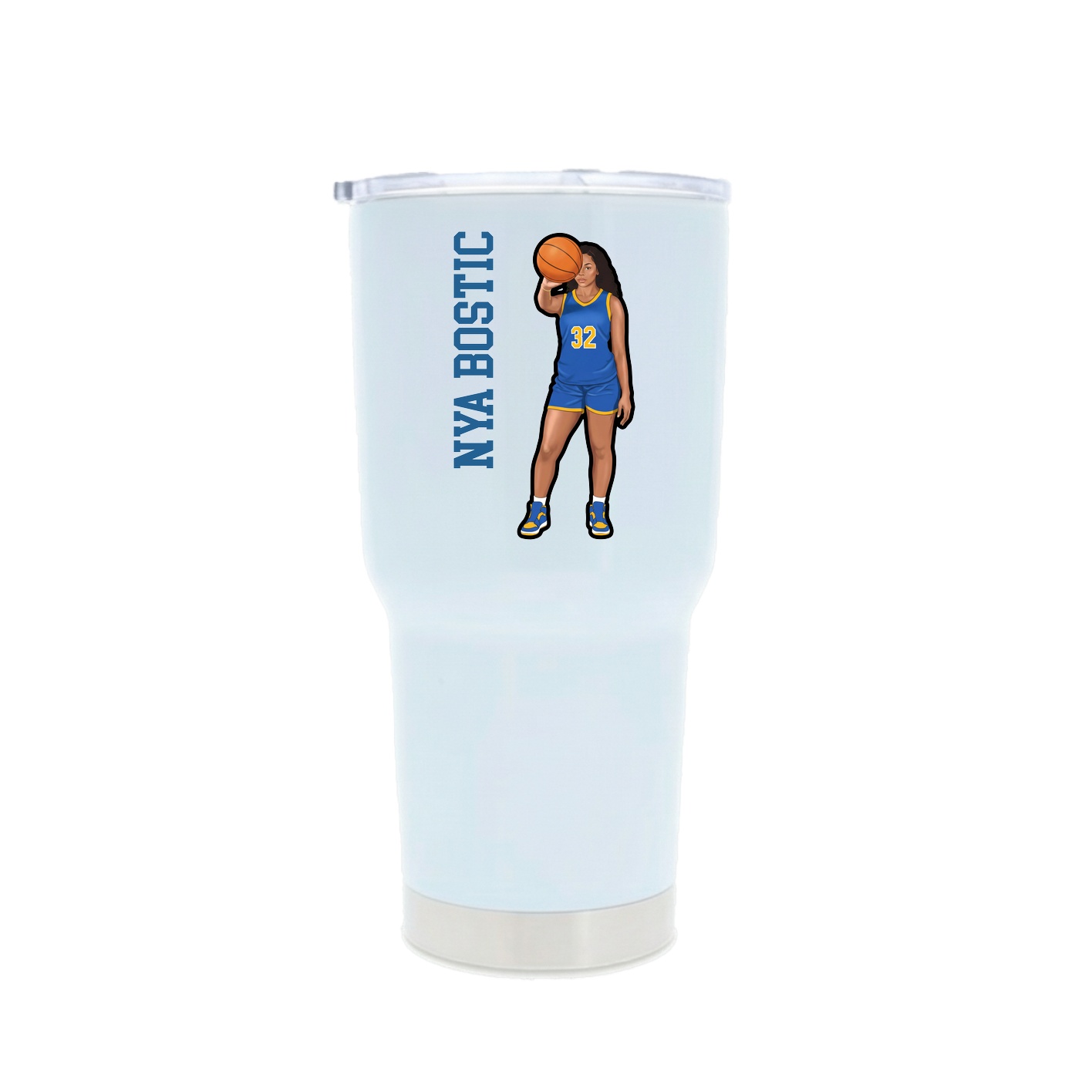 30oz Stainless Steel Tumbler — Name Vertical in White