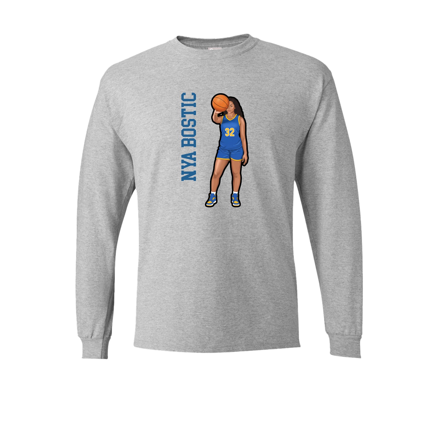 Long Sleeve Tee — Name Vertical in Grey