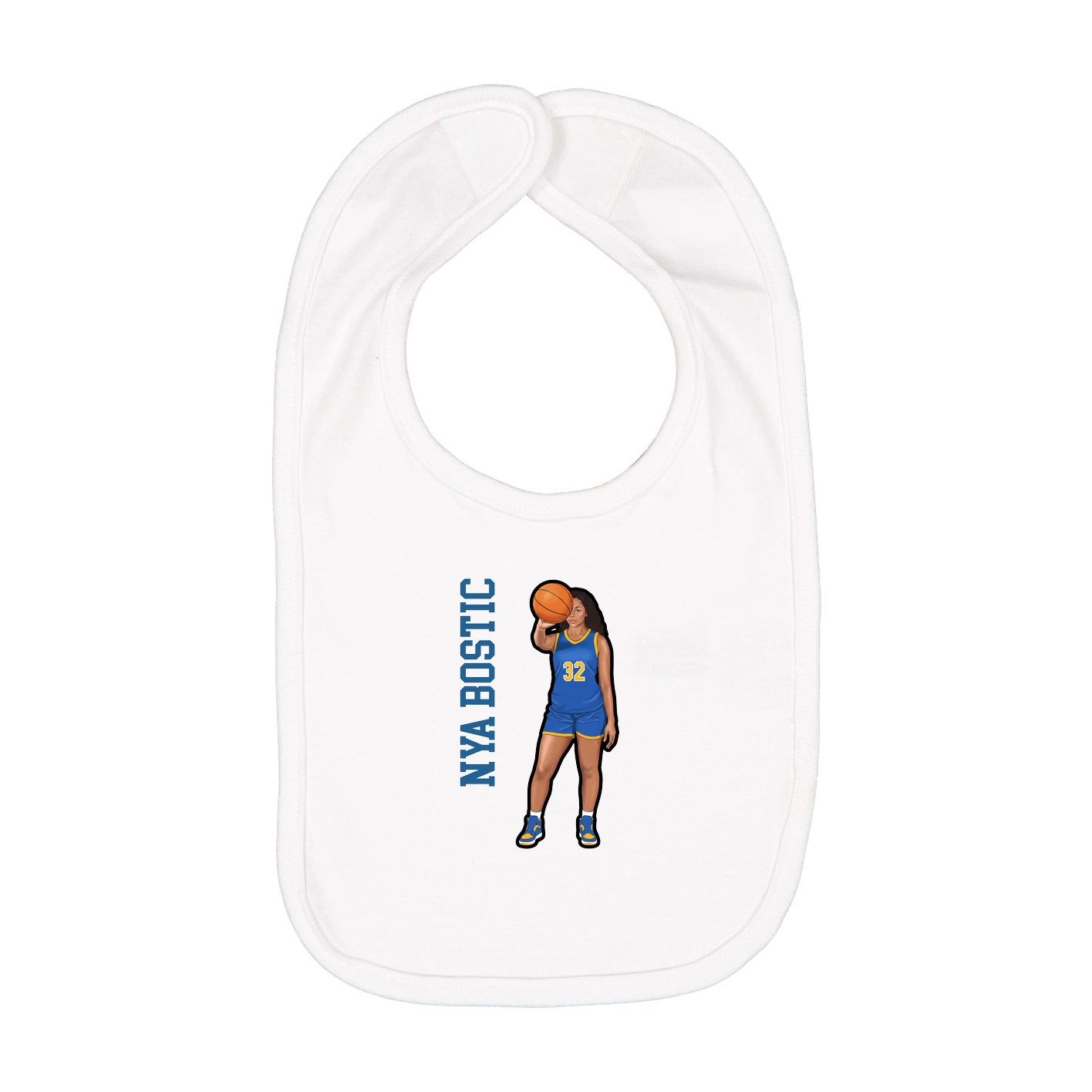 Infant Bib — Name Vertical in White
