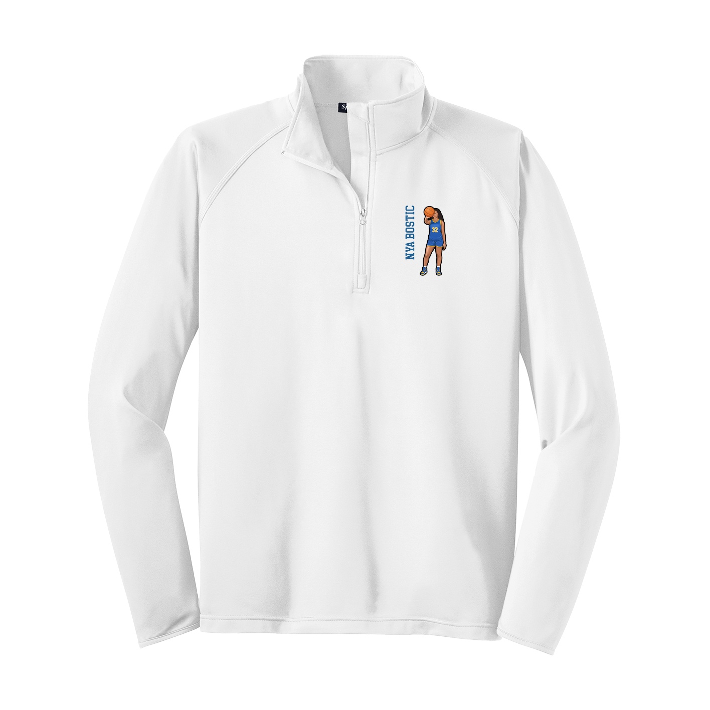 Q-Zip Pullover — Name Vertical in White