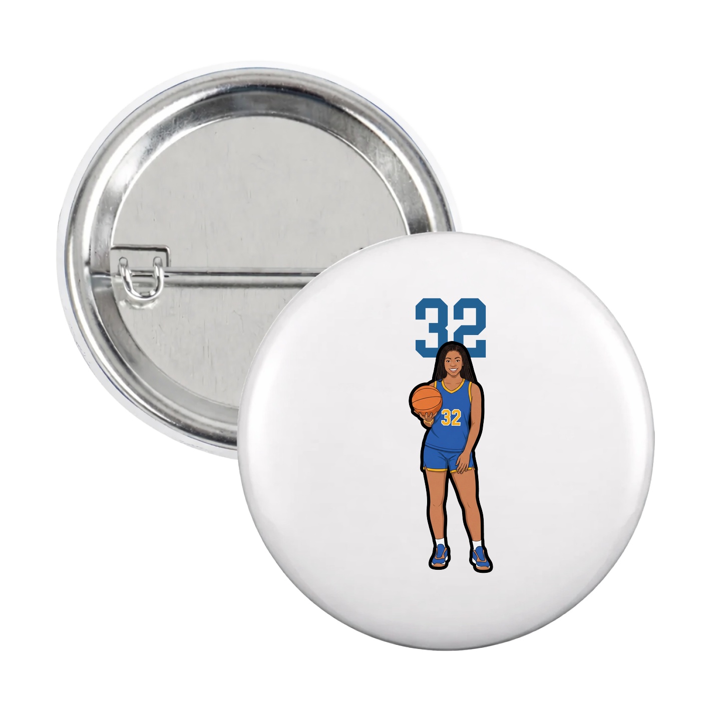 Game Day Button — Number Top in White