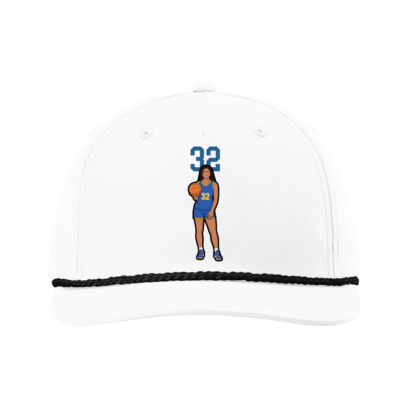 Five-Panel Classic Rope Cap — Number Top in White