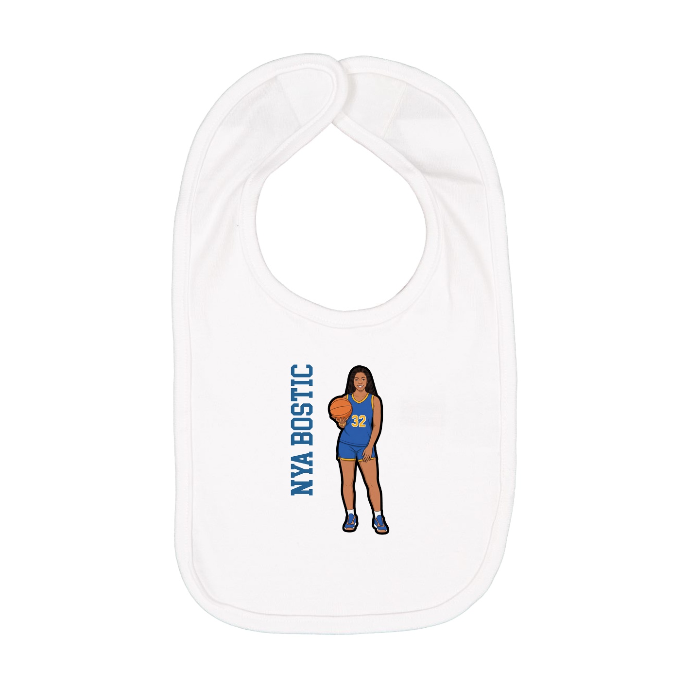 Infant Bib — Name Vertical in White