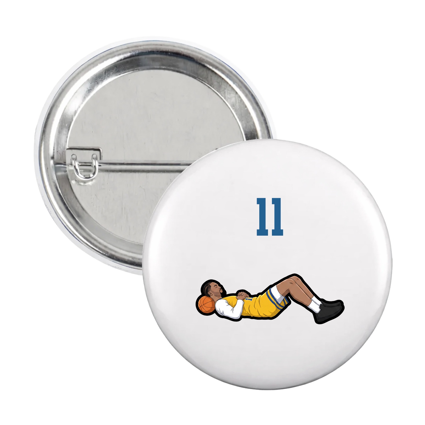 Game Day Button — Number Top in White