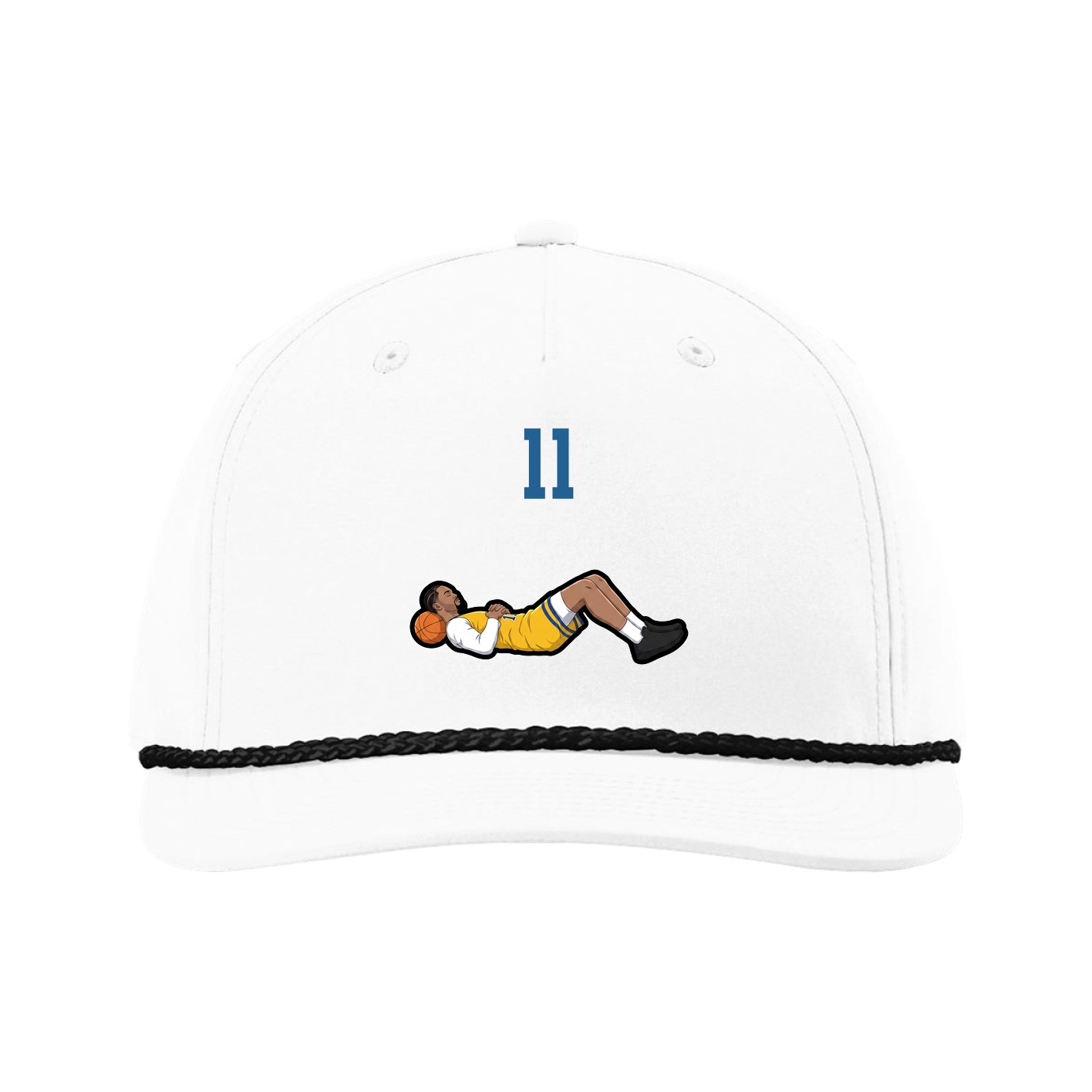Five-Panel Classic Rope Cap — Number Top in White