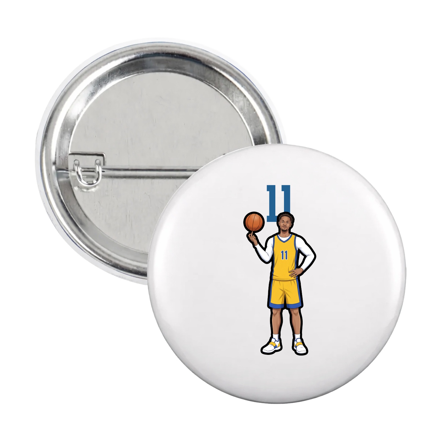 Game Day Button — Number Top in White