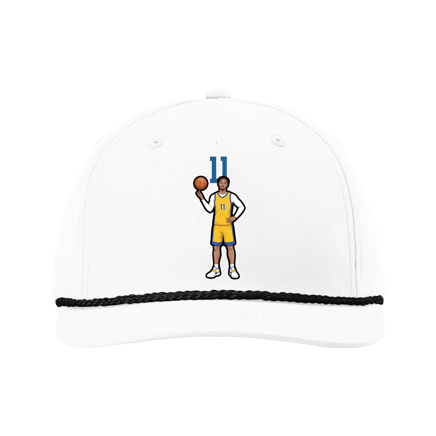 Five-Panel Classic Rope Cap — Number Top in White