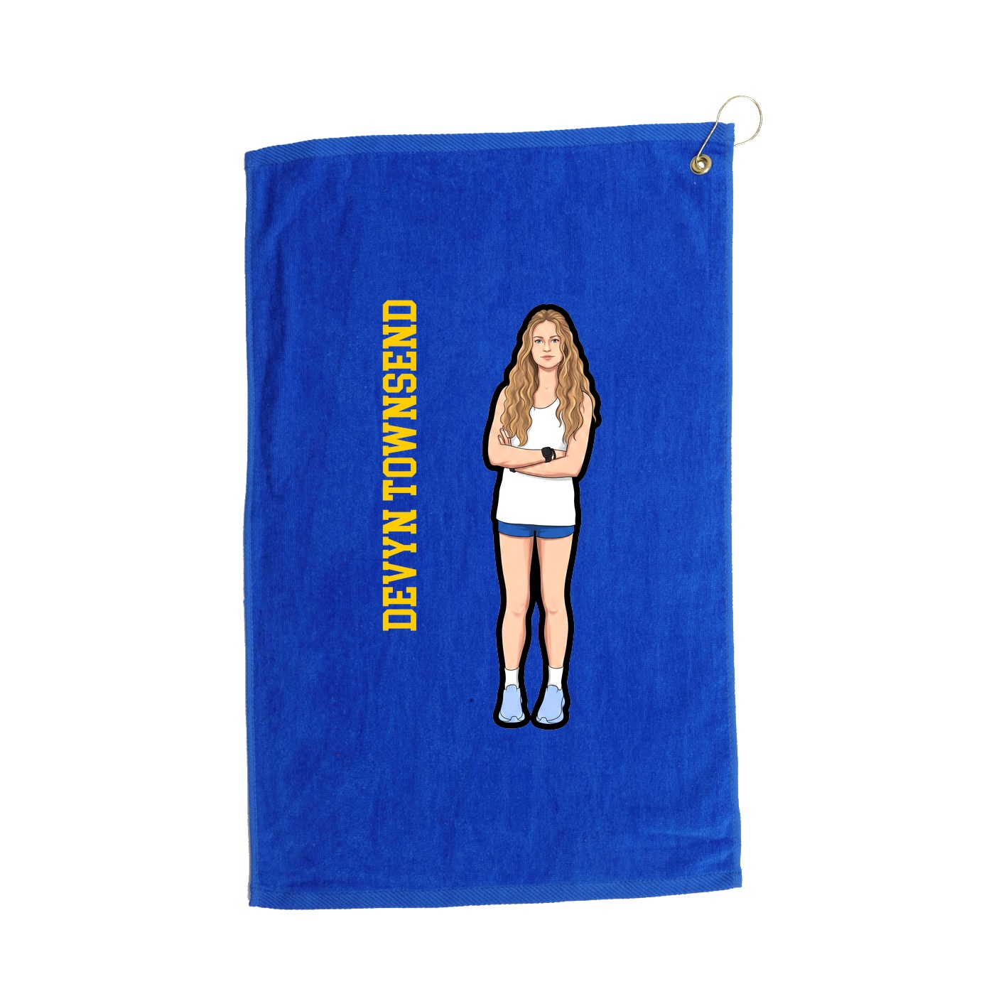 Golf Towel — Name Vertical in Royal