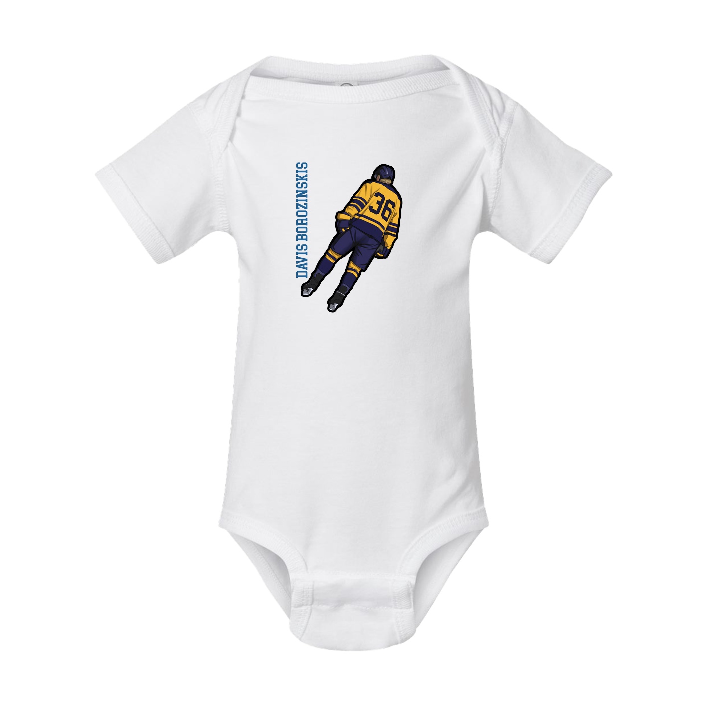 Baby Onesie — Name Vertical in White