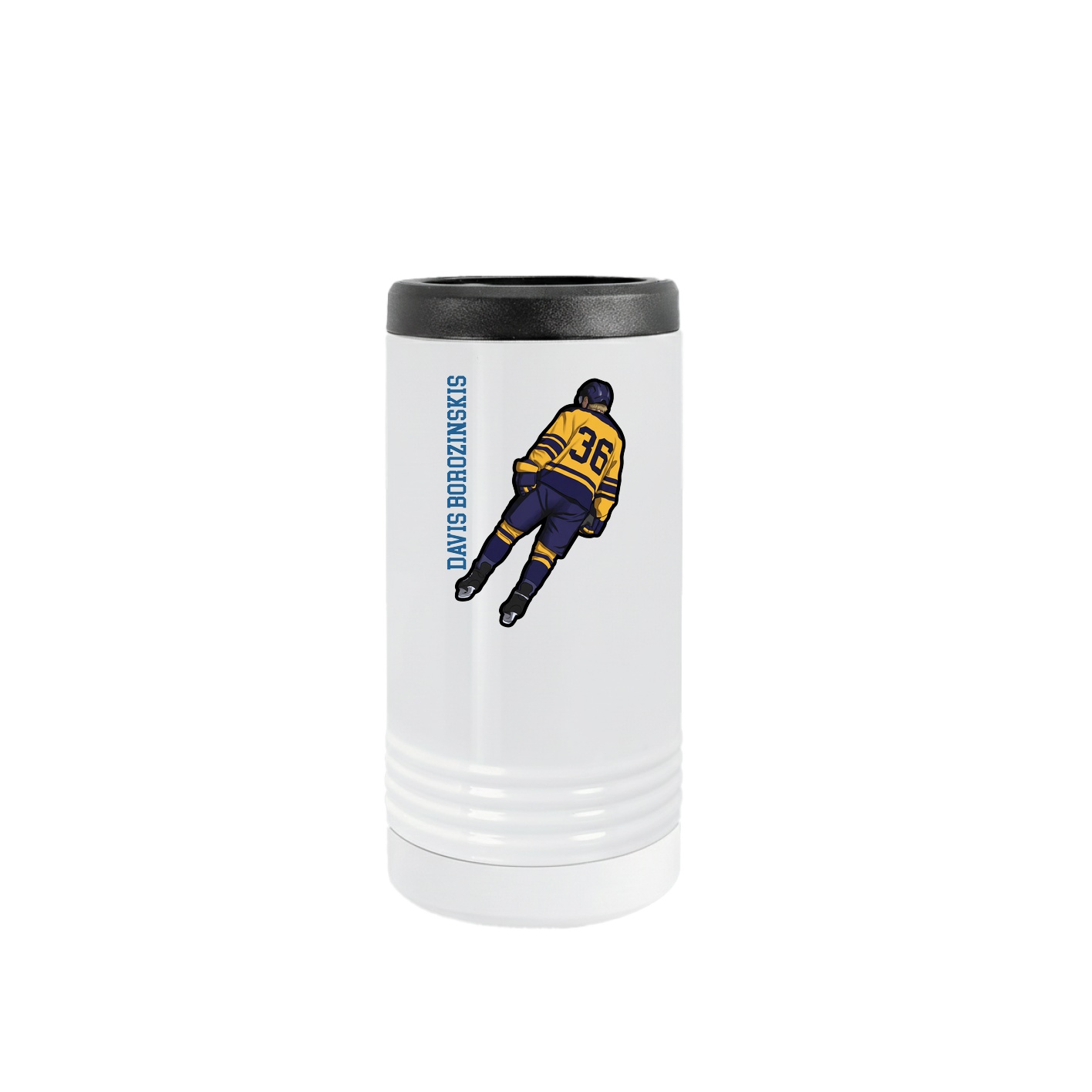 Slim Beverage Holder — Name Vertical in White