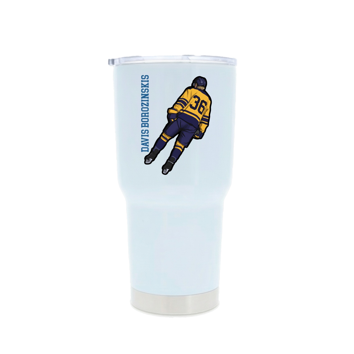 30oz Stainless Steel Tumbler — Name Vertical in White