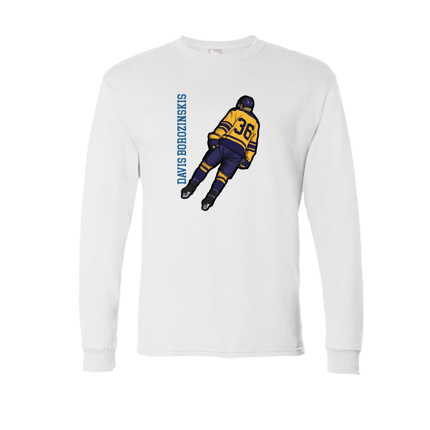 Long Sleeve Tee — Name Vertical in White