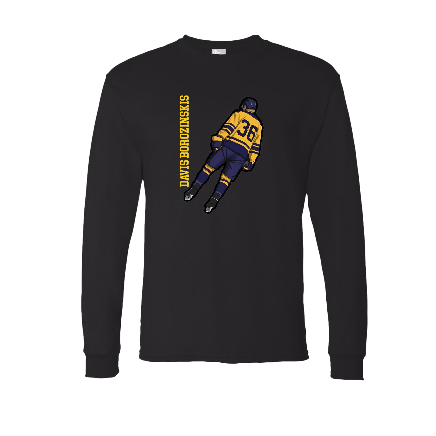 Long Sleeve Tee — Name Vertical in Black